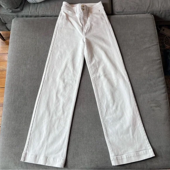 Faherty Stretch Terry Harbor Pant - Egret Wide Leg Pants 26